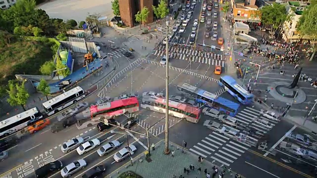 三车道道路在首尔附近的安克站的区域视图视频素材