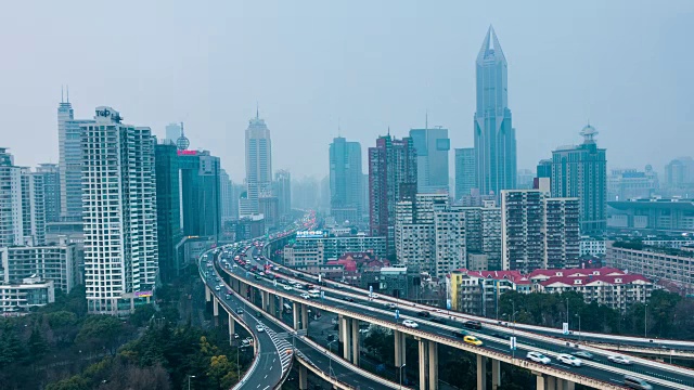 上海高速公路昼夜鸟瞰图视频素材