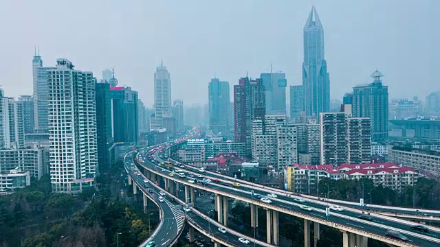 上海高速公路昼夜鸟瞰图视频素材