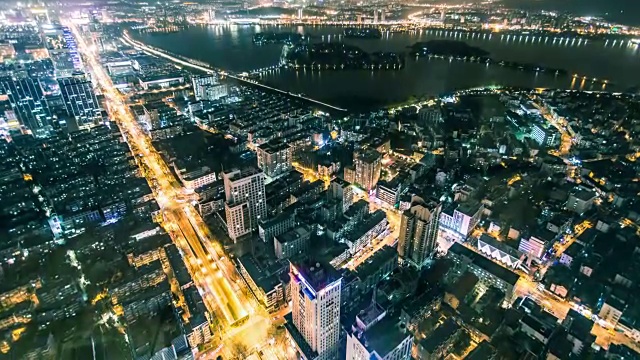 夜晚城市天际线的时间流逝视频素材