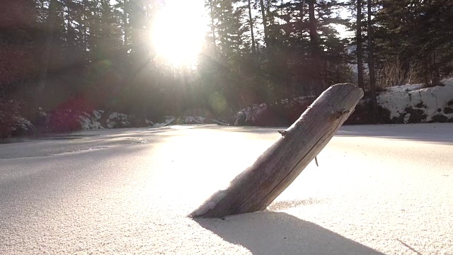 水流过冻结的小溪，山川景观视频素材