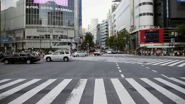 WS T/L著名的涉谷十字路口，人们左右移动/日本东京视频素材