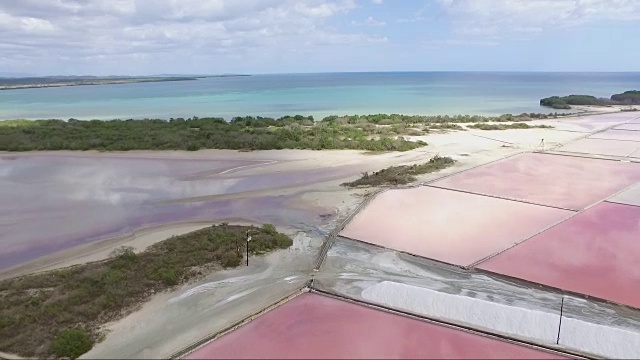 粉红色的盐滩和海洋视频素材