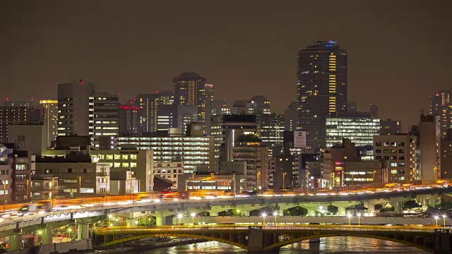 4K延时:东京夜景天际线鸟瞰图视频素材