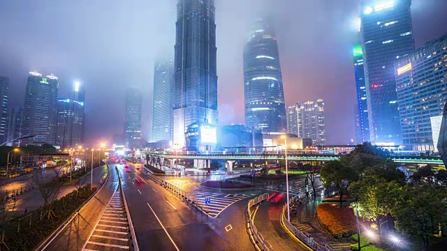 上海夜景的时间流逝视频素材