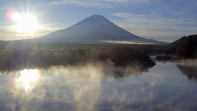 日本富士Hazone伊豆国家公园，正二湖和富士山视频素材