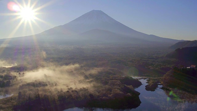 日本富士Hazone伊豆国家公园，正二湖和富士山视频素材