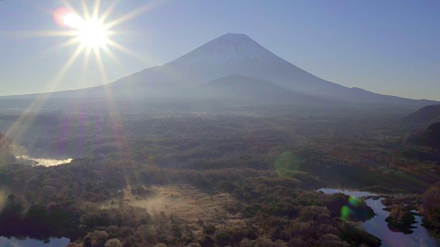 日本富士Hazone伊豆国家公园，正二湖和富士山视频素材