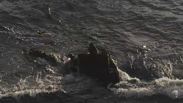 海水平静地流过突出的岩石视频素材