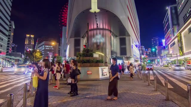 高清延时:拥挤的行人大阪购物区，日本。视频素材