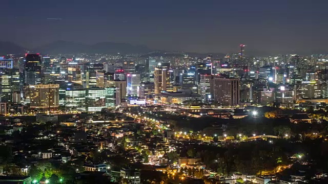 平盘拍摄的光华门地区日落到夜晚视频素材