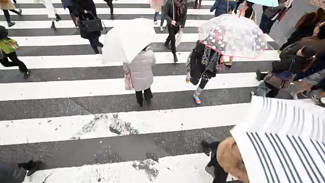 人们在雨中过马路视频素材