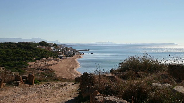 Selinunte，海岸和地中海的景色视频素材