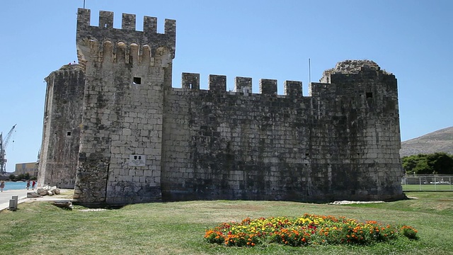 Trogir, Kamerlengo城堡，由Marin Radoj于15世纪建造，外景视频素材