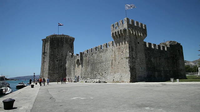 Trogir, Kamerlengo城堡，由Marin Radoj于15世纪建造，外景视频素材