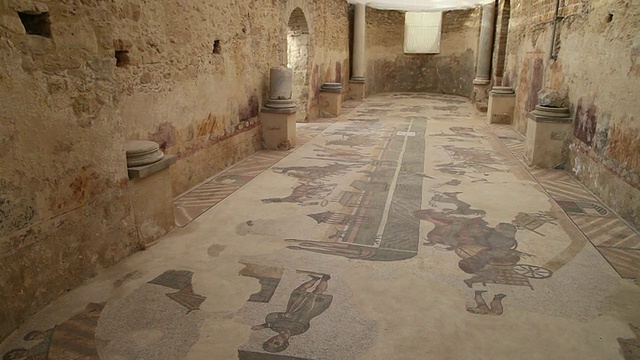 Armerina广场(villa Romana del Casale)， palaestra，竞技场比赛现场视频素材