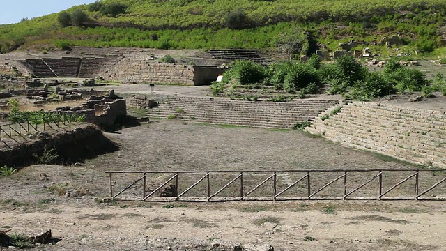 Morgantina, Ekklesiasterion和Macellum(市场)的概览视频素材