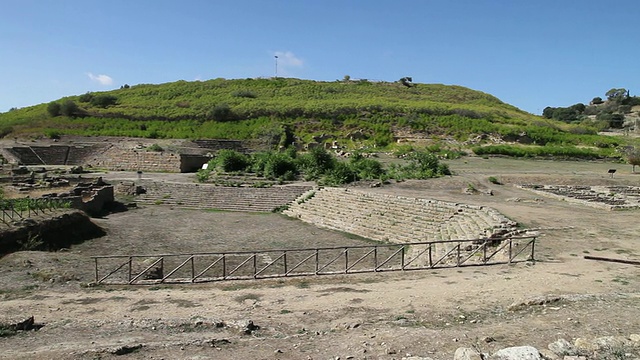 Morgantina, Ekklesiasterion和Macellum(市场)的概览视频素材