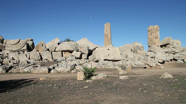 Selinunte，东方庙宇G在前景，E在背景视频素材