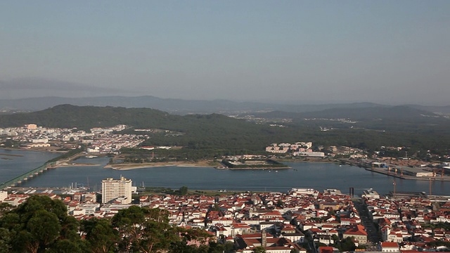 Viana do Castelo，从Monte de Santa Luzia到小镇，Limia河和大西洋视频素材