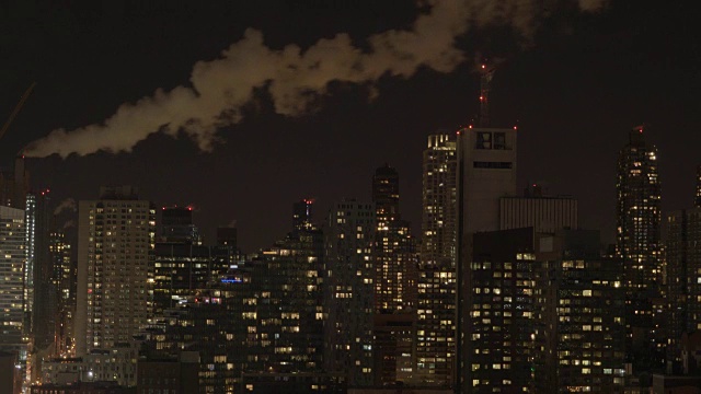 时间流逝的纽约天际线大都市夜景。城市地标风景背景视频素材