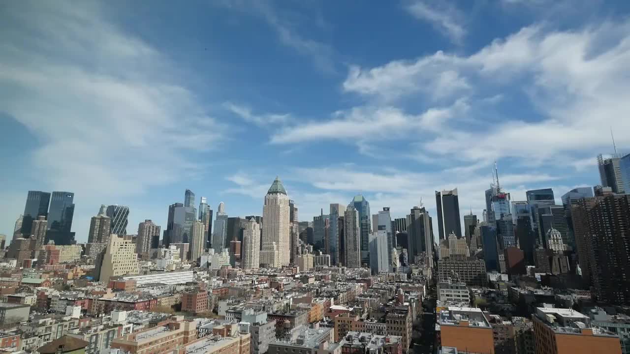 时间流逝的纽约市天际线大都市全景。城市地标风景背景视频素材