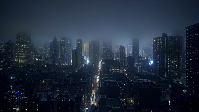 纽约的天际线夜景。城市地标风景背景视频素材