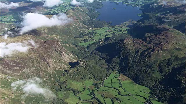 高空Derwent水域-鸟瞰图-英格兰，坎布里亚，英国视频素材