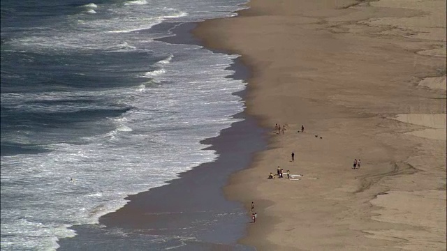 海岸线 - 鸟瞰图 - 阿基坦，兰德斯，达克斯区，法国视频素材