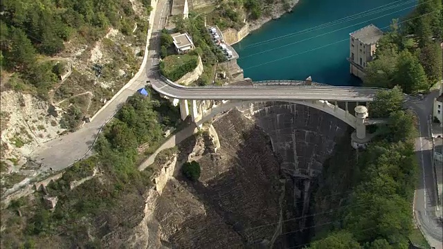 你Sautet Dam Aerial景,Rhône-Alpes太阳,Isè法国视频素材