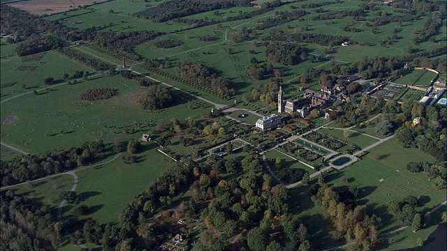 伊顿大厅-鸟瞰图-英格兰，柴郡，英国视频素材