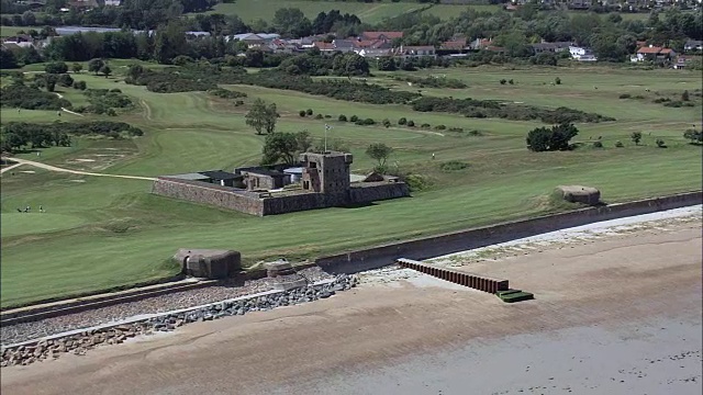 泽西海岸-鸟瞰图-直升机拍摄，航空视频，电影，建立拍摄，泽西视频素材