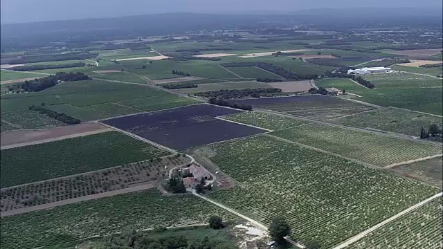 葡萄园附近的Roaix -鸟瞰图- Rhône-Alpes, Drôme，直升机拍摄，空中视频，cineflex，建立拍摄，法国视频素材