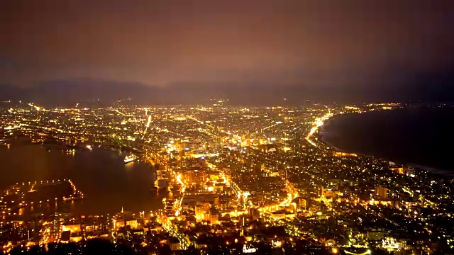 函馆山景夜景时间视频素材