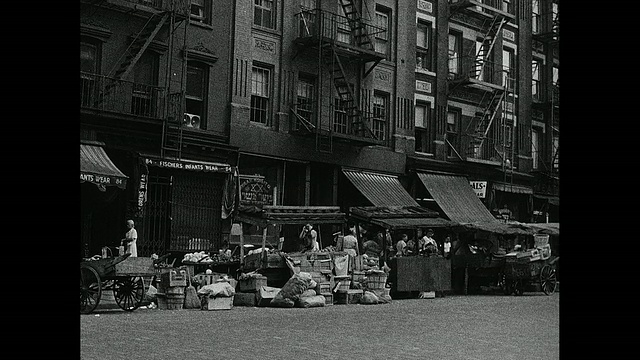 纽约1930年代蔬菜街市场视频素材