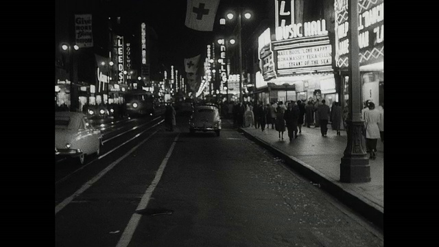 1950年洛杉矶市中心之夜，追踪拍摄视频素材