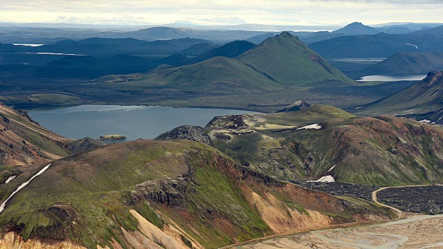 冰岛Landmannalaugar上空移动云的时间流逝视频素材