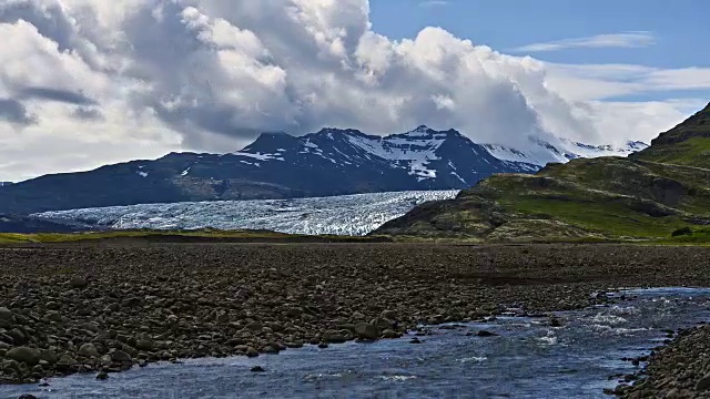 冰岛Jokulsarlon冰川景观的时间流逝视频素材