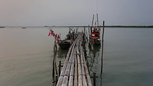 竹桥通向大海视频素材