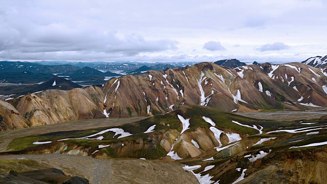 冰岛Landmannalaugar上空移动云的时间流逝视频素材