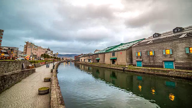 日本北海道小樽运河视频素材