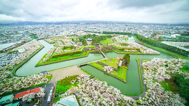 日本函馆五横馆俯视图时光流逝视频素材