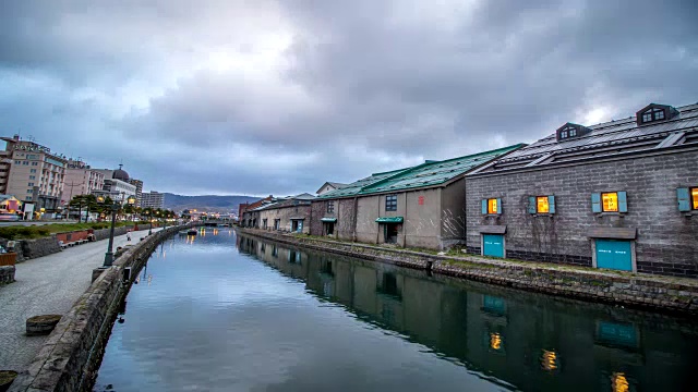 日本北海道小樽运河视频素材