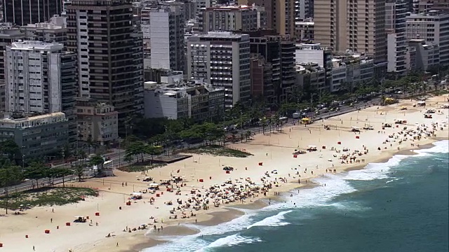 伊帕内玛海滩-鸟瞰图-里约热内卢de Janeiro，里约热内卢de Janeiro，巴西视频素材