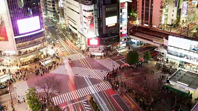 涉谷夜间穿越ZI天线视频素材