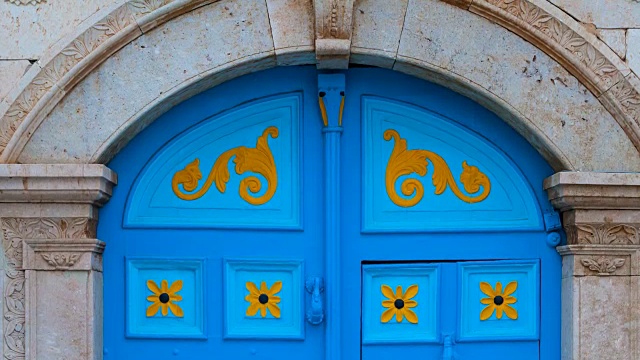 Sidi Bou Said村门的细节视频素材