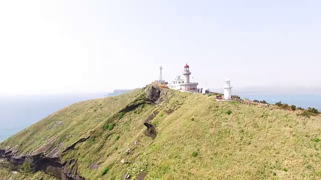 乌多岛灯塔鸟瞰图视频素材