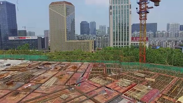 杭州新工地鸟瞰图。4 k视频素材