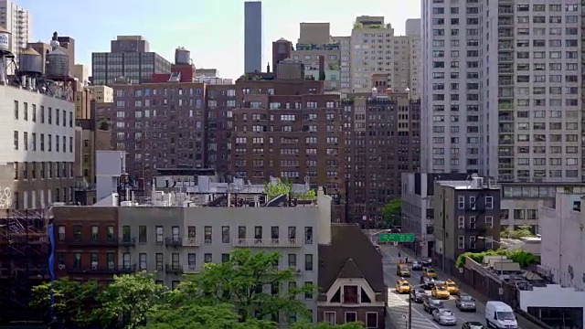 都市都市风光背景拍摄。摩天大楼，房地产风景视频素材