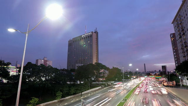 圣保罗市中心大道景观-时光流逝视频素材